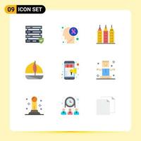 Modern Set of 9 Flat Colors Pictograph of entertainment shopping construction shop ship Editable Vector Design Elements