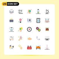 Set of 25 Modern UI Icons Symbols Signs for chemistry multimedia brain half world Editable Vector Design Elements