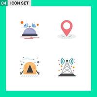 Editable Vector Line Pack of 4 Simple Flat Icons of bell travel service pin antenna Editable Vector Design Elements