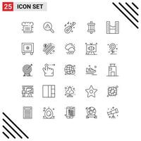 25 Thematic Vector Lines and Editable Symbols of buildings components error car music Editable Vector Design Elements