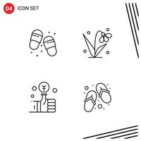 Universal Icon Symbols Group of 4 Modern Filledline Flat Colors of beach hand slippers plant smart Editable Vector Design Elements