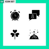 Pack of 4 Solid Style Icon Set Glyph Symbols for print Creative Signs Isolated on White Background 4 Icon Set Creative Black Icon vector background