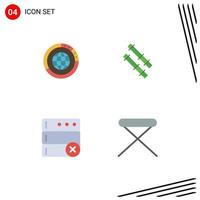 Pack of 4 creative Flat Icons of management database globe world serve Editable Vector Design Elements