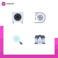 Editable Vector Line Pack of 4 Simple Flat Icons of bass endless products circulation magnifier Editable Vector Design Elements