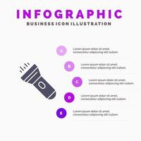 Flashlight Light Torch Flash Infographics Presentation Template 5 Steps Presentation vector