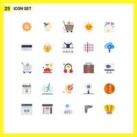 Mobile Interface Flat Color Set of 25 Pictograms of achieving power commerce nature energy Editable Vector Design Elements