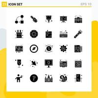 25 Thematic Vector Solid Glyphs and Editable Symbols of equity graph cordless projector presentation Editable Vector Design Elements