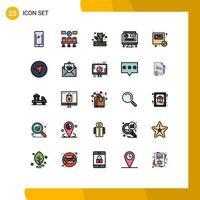 Set of 25 Modern UI Icons Symbols Signs for ecommerce graph clock digital wood Editable Vector Design Elements