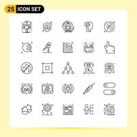 25 Creative Icons Modern Signs and Symbols of mind head shield transport smart Editable Vector Design Elements