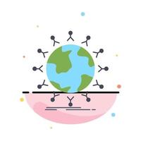 global student network globe kids Flat Color Icon Vector