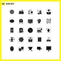 25 Thematic Vector Solid Glyphs and Editable Symbols of eye idea team bulb leprechaun Editable Vector Design Elements