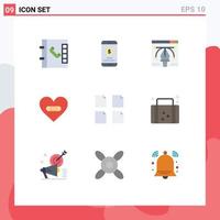 Universal Icon Symbols Group of 9 Modern Flat Colors of multiple documents illustration like heart Editable Vector Design Elements