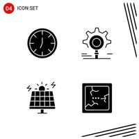 Collection of 4 Vector Icons in solid style Pixle Perfect Glyph Symbols for Web and Mobile Solid Icon Signs on White Background 4 Icons Creative Black Icon vector background