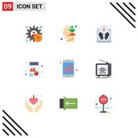 Set of 9 Modern UI Icons Symbols Signs for mobile chart growth calculate scale Editable Vector Design Elements