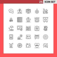 Modern Set of 25 Lines Pictograph of aroma shield computer medal badge Editable Vector Design Elements