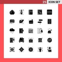 25 Universal Solid Glyphs Set for Web and Mobile Applications search planning bookmark panel develop Editable Vector Design Elements