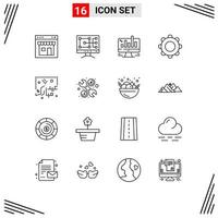 16 User Interface Outline Pack of modern Signs and Symbols of navigation interface business basic web Editable Vector Design Elements