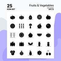 25 Fruits Vegetables Icon Set 100 Editable EPS 10 Files Business Logo Concept Ideas Solid Glyph icon design vector