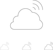 Cloud Rainbow Sky Spring Weather Bold and thin black line icon set vector