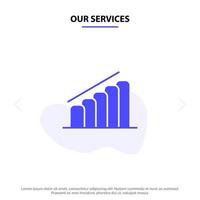 Our Services Chart Progress Report Analysis Solid Glyph Icon Web card Template vector