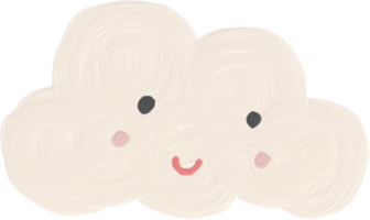 white cloud cute kid style oil paint png