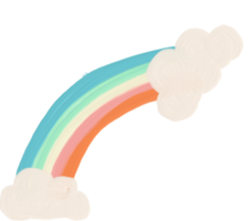 rainbow and cloud cute kid style oil paint png