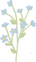 pintura de aceite de estilo de niño lindo de flor azul diminuta png