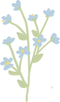 peinture à l'huile de style enfant mignon petite fleur bleue png