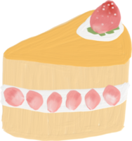 pastel de fresa pintura al óleo estilo niño lindo png