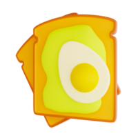 Toast with avocado and egg 3D illustration png