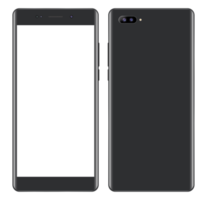 realistisch donker grijs smartphone. voorkant en terug png