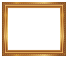 Gold photo frame with corner line floral picture frame isolated png