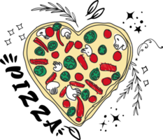 Pizza hand drawn. Sketch style. png. png