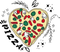 Pizza mano disegnato. schizzo stile. png. png