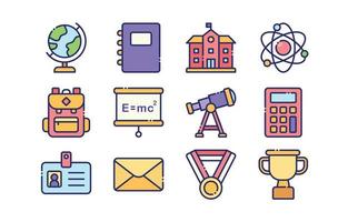 Education Apps Icon Flat Vector Collection