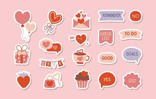 Valentine's Day Journal Sticker Collection vector