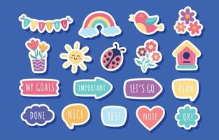 Spring Element Journal Template Sticker Collection vector