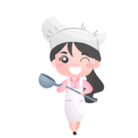 linda chica cocinando, mujer cocinera restaurante disfrazada de chef