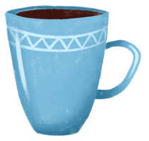 Blue mug with white ornament png