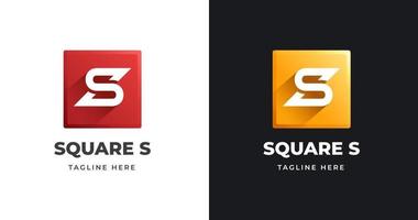 Letter S logo design template with square shape style vector