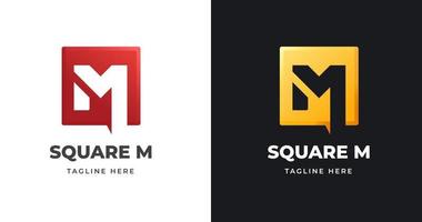 Letter M logo design template with square shape style vector