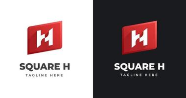 Letter H elegant logo design template with square shape style vector