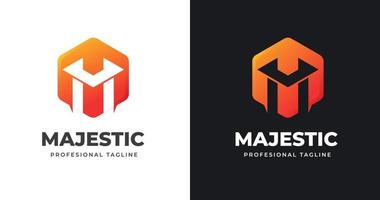 Letter M logo design template with geometric shape style vector