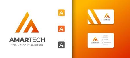 Elegant Letter A monogram logo with business card design template vector