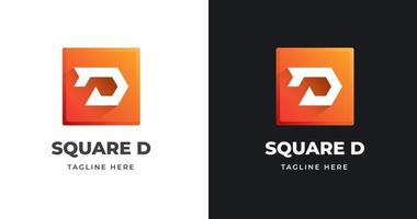 Letter D logo design template with square shape style vector