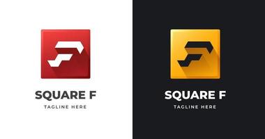 Letter F logo design template with square shape style vector