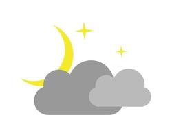 Night sky with moon stars and clouds - vector illustration