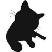 Posición de sentado de silueta de vector de gato negro sobre fondo blanco. ideal para logotipos, pegatinas e impresiones.