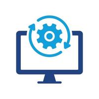 Upgrade of Software Color Icon. Computer System Update Silhouette Pictogram. Download Process Icon. Progress of Upgrade. Vector Isolated Illustration.