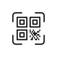 icono de línea de escáner de código qr. escanee el pictograma lineal qrcode. aplicación de tecnología para el símbolo de contorno del producto de identificación. etiqueta de información ilustración vectorial aislada. vector